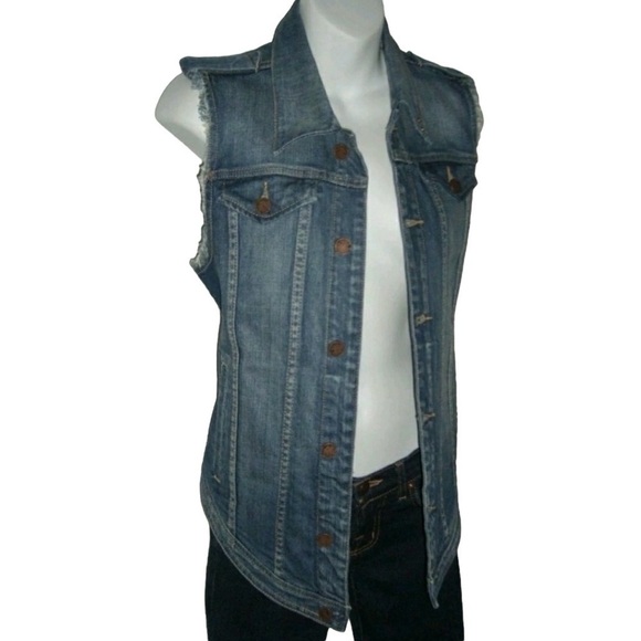 Blank NYC Vest Denim Distressed Fray Jean Festival Grunge alt egirl Rock Concert - Picture 3 of 10